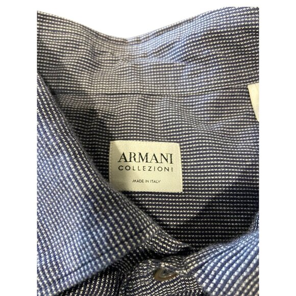 Giorgio Armani Collezioni Mens Dress Shirt Navy Blue Size L - Picture 3 of 12